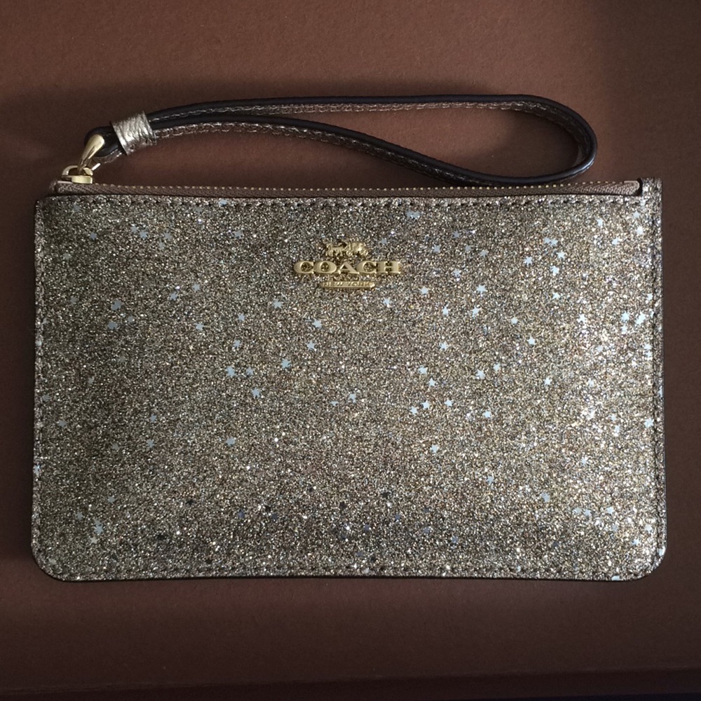 Gold coach sparkly wristlet